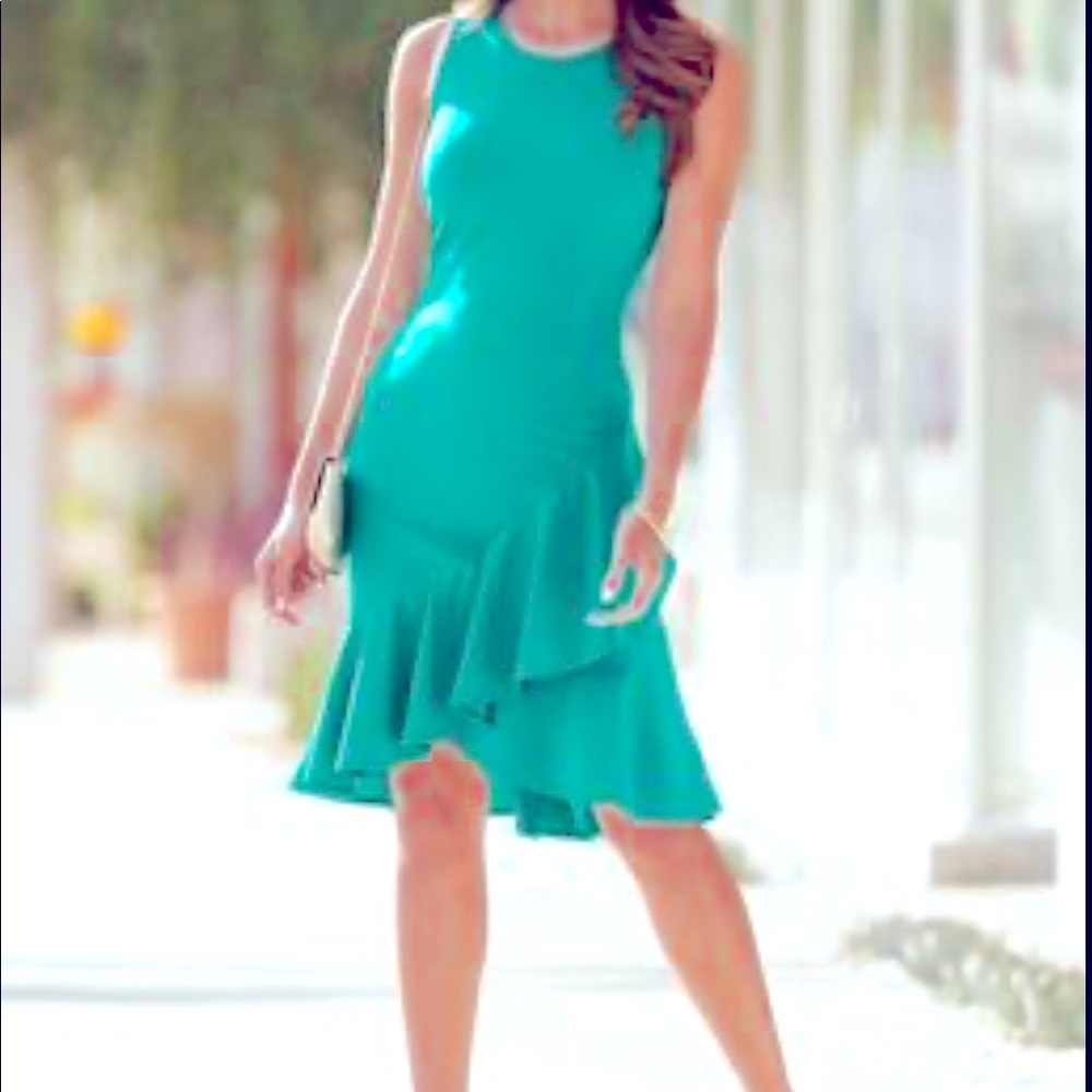 *SOLD* Boston Proper Asymmetric Ruffle Hem Dress